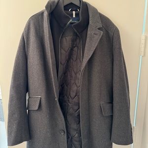 Cole Hahn Long Gray Wool Overcoat with inner lining
